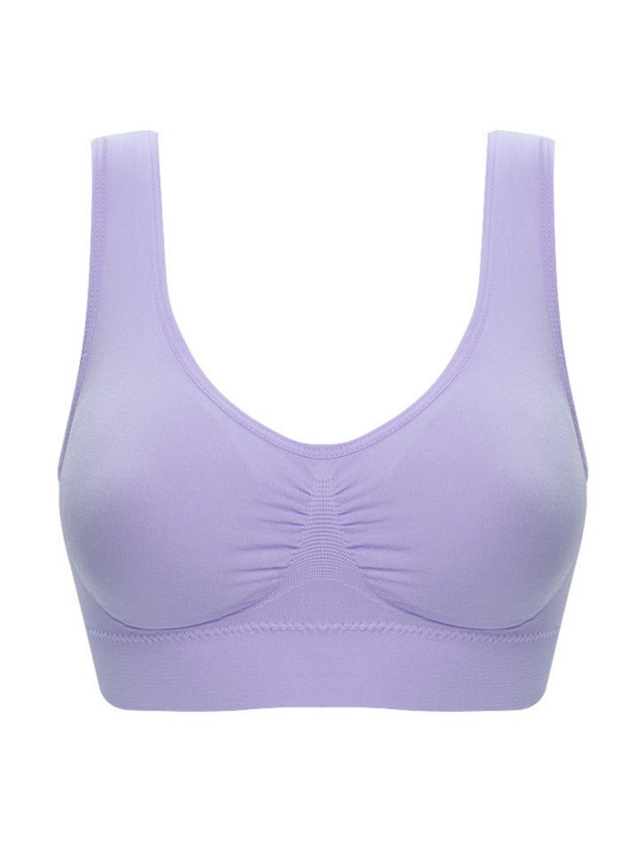 AROAQ Women Sports Bra, Fitness Sports Yoga Bra with Removable Padding,  Double-layer Seamless  Sports Bra without Rims, Comfortable Soft Bra for Workouts Running Yoga Trainings, (Size XXL, Light Blue)  - Image 1