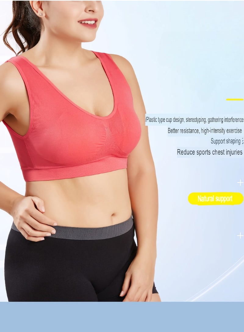AROAQ Women Sports Bra, Fitness Sports Yoga Bra with Removable Padding,  Double-layer Seamless  Sports Bra without Rims, Comfortable Soft Bra for Workouts Running Yoga Trainings, (Size XXL, Light Blue)  - Image 2