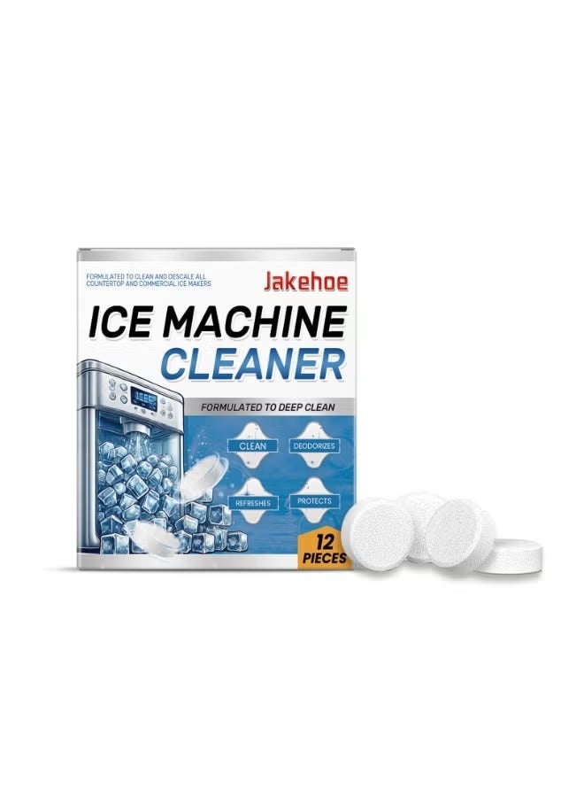 Jakehoe Ice Machine Cleaner Tablets, 12 Count Descaler and Deep Cleaning Solution for Countertop and Commercial Ice Makers, Removes Limescale, Mold and Odor - Image 1