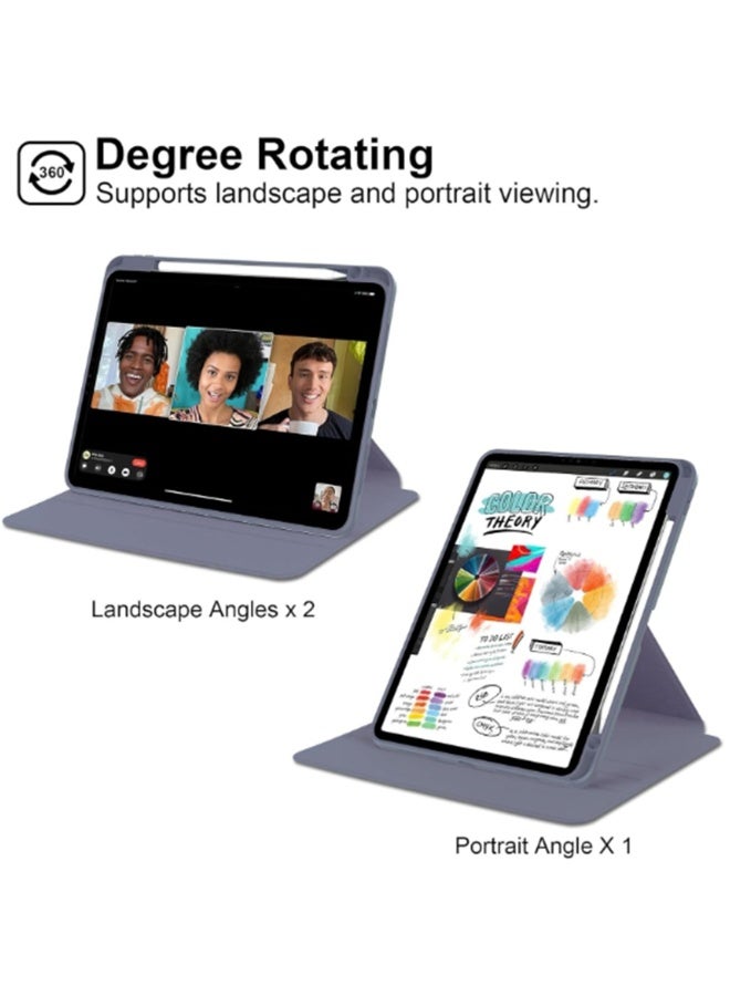 Alyashmac for iPad Air 13 inch (24/25) / ipad Pro 12.9 inch (22/21/20/18)  Case Cover, Tablet Protective Case  , Acrylic 360 ° Rotating Design, Automatic Wake-up/sleep, Soft Leather,Purple - Image 3