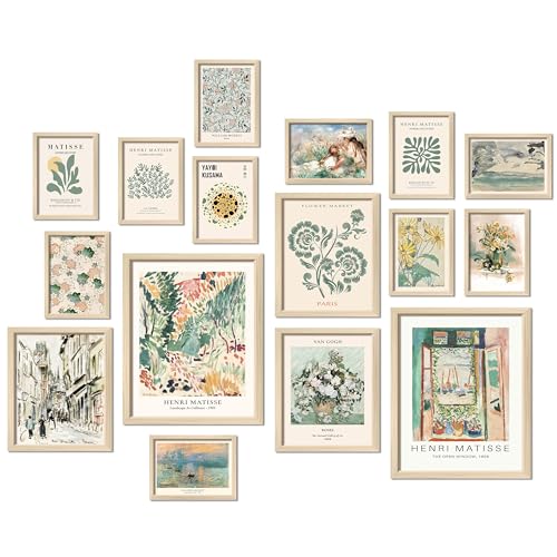 ANERZA 16 PCS Sage Green Wall Art Decor, Matisse Wall Prints for Bedroom, Abstract Posters for Room Aesthetic, Wall Collage Kit Pictures for Living Room, Eclectic Boho Vintage Dorm Gallery Home Decor - Image 1