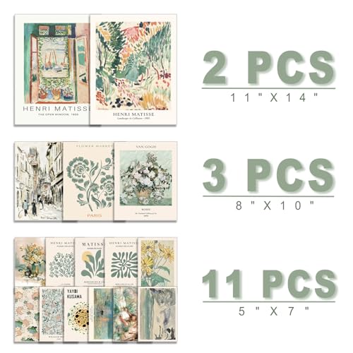 ANERZA 16 PCS Sage Green Wall Art Decor, Matisse Wall Prints for Bedroom, Abstract Posters for Room Aesthetic, Wall Collage Kit Pictures for Living Room, Eclectic Boho Vintage Dorm Gallery Home Decor - Image 2
