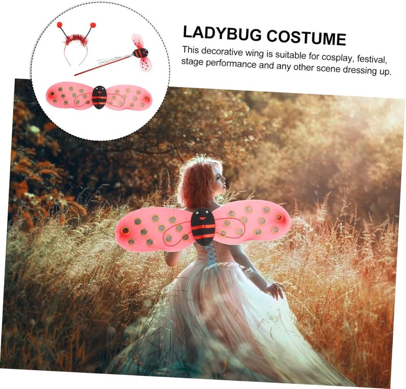 FancyDressWale Ladybug Costume Set for Kids – Red Wings, Wand & Headband | Insect Fairy Dress Up Set for Girls & Boys | Perfect for Fancy Dress, School Events & Halloween Parties - Image 3