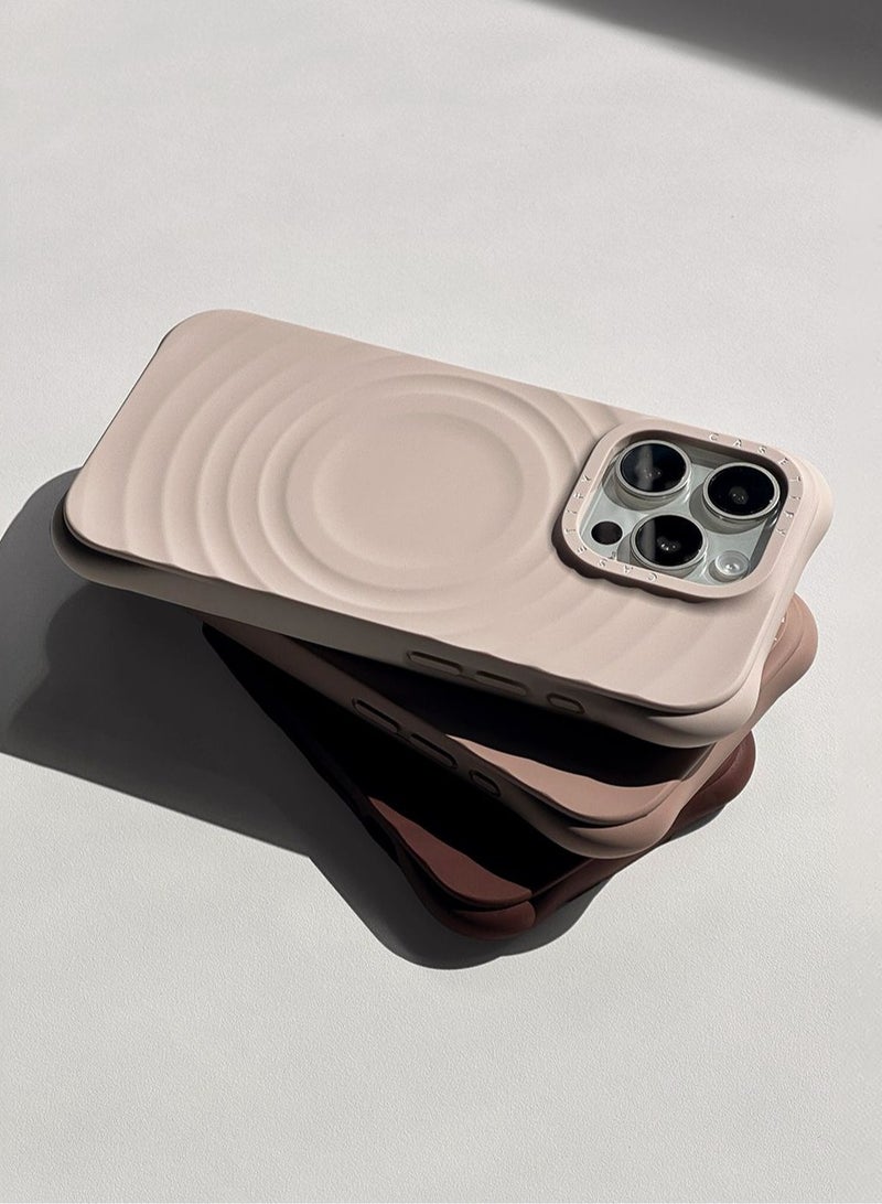 Ripple Case, Impact Protection Shock Absorbing Cover, Anti-Microbial, Slim & LightWeight, Wireless Charging Compatible（Oat）