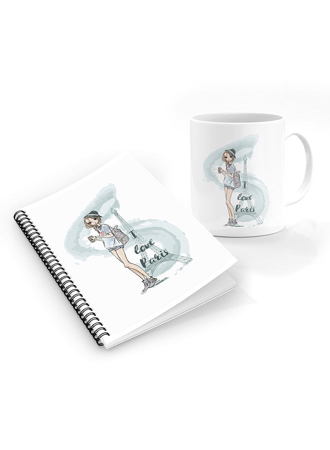 Stylizedd Designer Printed Coffee Mug + A5 Spiral Notebook Memo Notepad Journal Personalised Combo Gift Set  I LoveParis