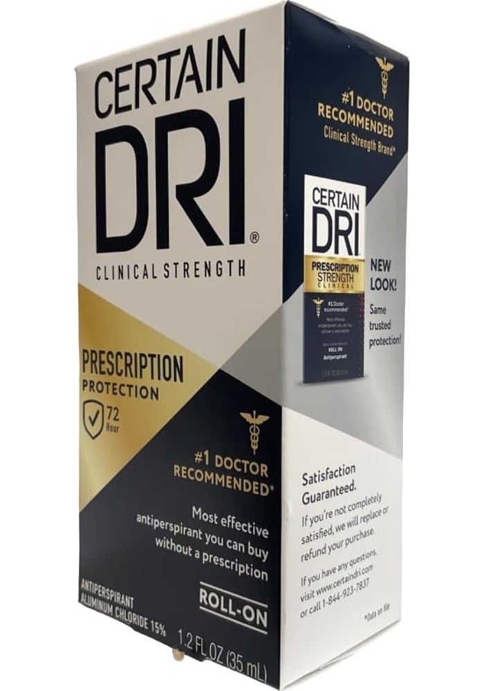 Certain Dri Clinical Strength Anti-Perspirant Roll-On, 3-Pack of 1.2 oz Each for 72 Hour Protection - Image 1
