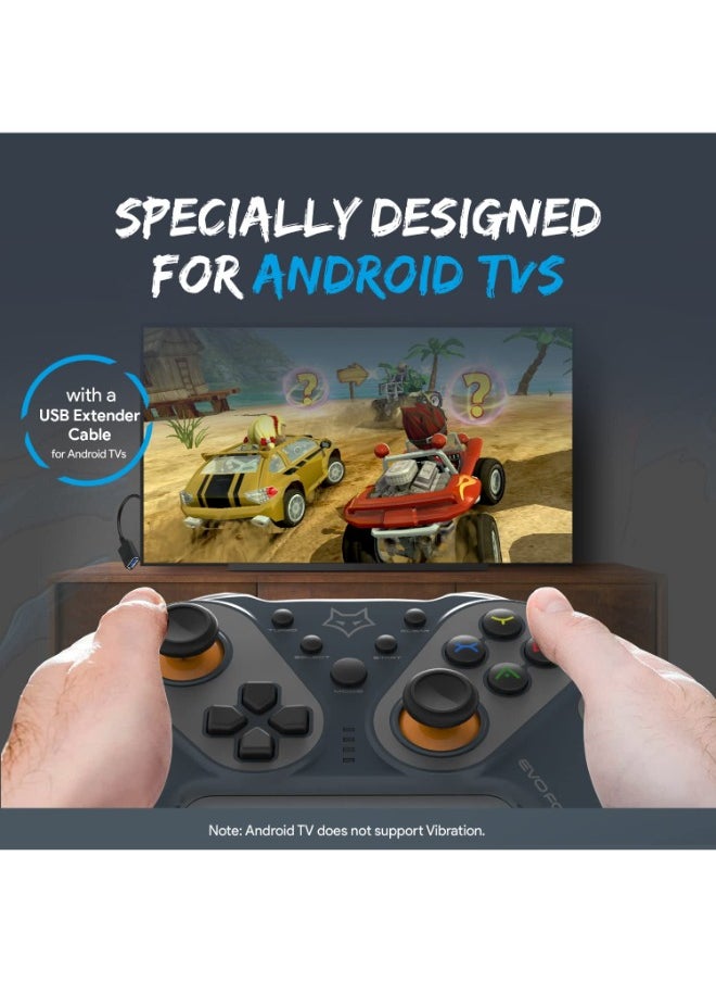 Generic - Elite Ops Wireless Gamepad for Android TV | 8+ Hours of Play Time | Zero Lag Connectivity Upto 12 Feets | USB Extender for TV Included - Grey - Image 1