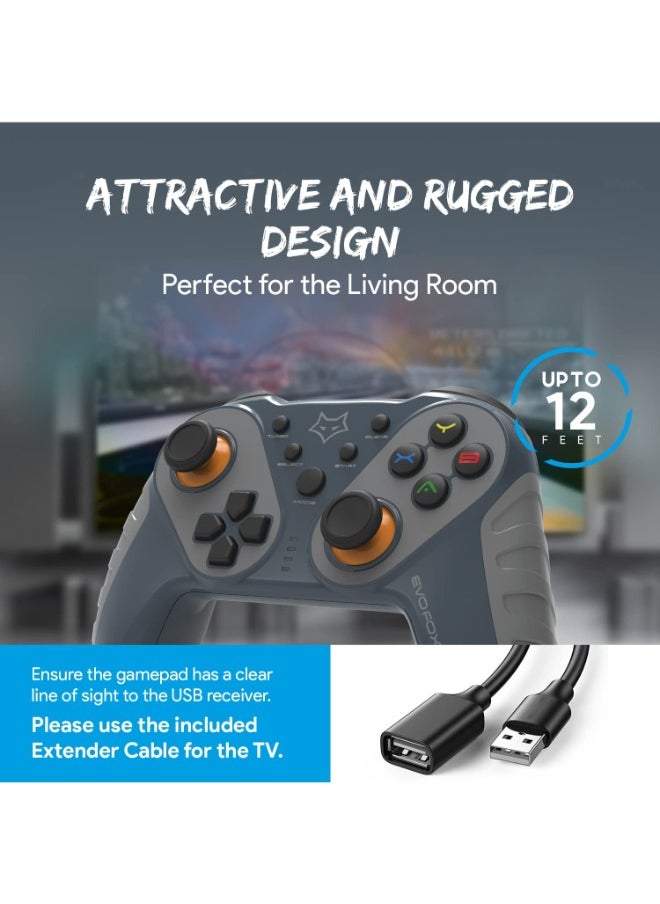 Generic - Elite Ops Wireless Gamepad for Android TV | 8+ Hours of Play Time | Zero Lag Connectivity Upto 12 Feets | USB Extender for TV Included - Grey - Image 1