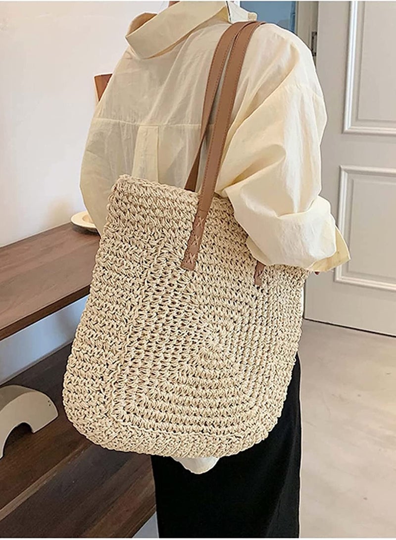 SYOSI SYOSI Women's Classic Straw Handbag, Summer Beach Shoulder Bag Bohemia New, Large Woven Fishing Net Handmade Shoulder Bag Handbag  - Image 2