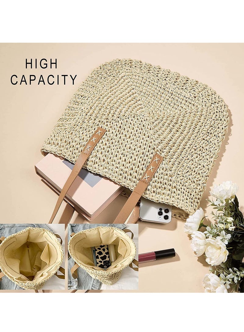 SYOSI SYOSI Women's Classic Straw Handbag, Summer Beach Shoulder Bag Bohemia New, Large Woven Fishing Net Handmade Shoulder Bag Handbag  - Image 4