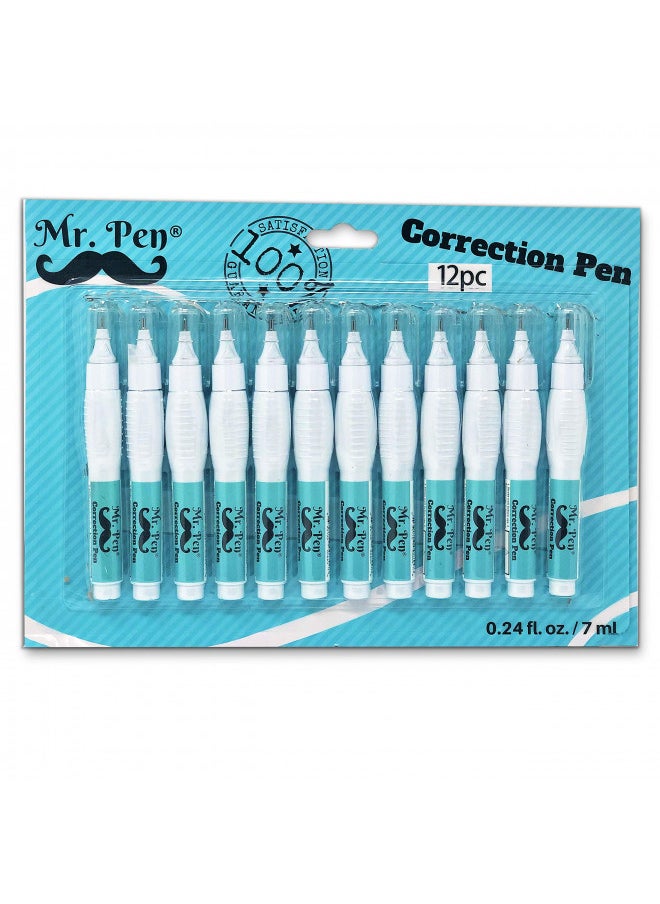 Mr. Pen Mr. Pen- Correction Pen, Correction Fluid, Pack of 12, Correction liquid White, White Correction Fluid, White Fluid, White Out, Wipe Out Liquid, Wide Out Fluid, White Correction Tape Pen Fluid  - Image 1