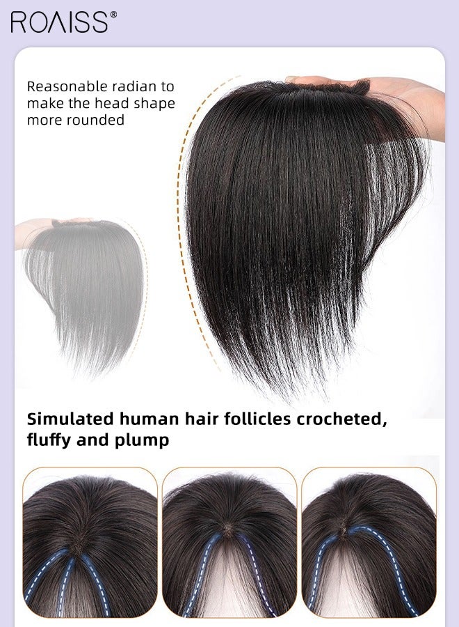 رويس أغطية شعر بشري حقيقية للنساء، قطع الشعر مع مشابك للنساء اللواتي يعانين من تساقط الشعر وفقدان الشعر وتغطية الشعر الرمادي، أسود طبيعي، 9x9 / 11x11 سم - Image 5