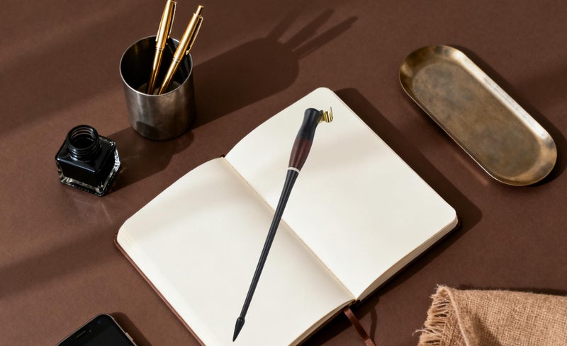 Meprotal Wood Calligraphy Oblique Dip Pen Holder Removable Nib Pen Handle Stand for English Calligraphy Drawing Comic, Black - Image 4
