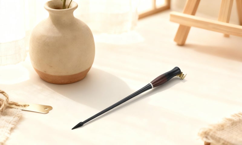 Meprotal Wood Calligraphy Oblique Dip Pen Holder Removable Nib Pen Handle Stand for English Calligraphy Drawing Comic, Black - Image 5