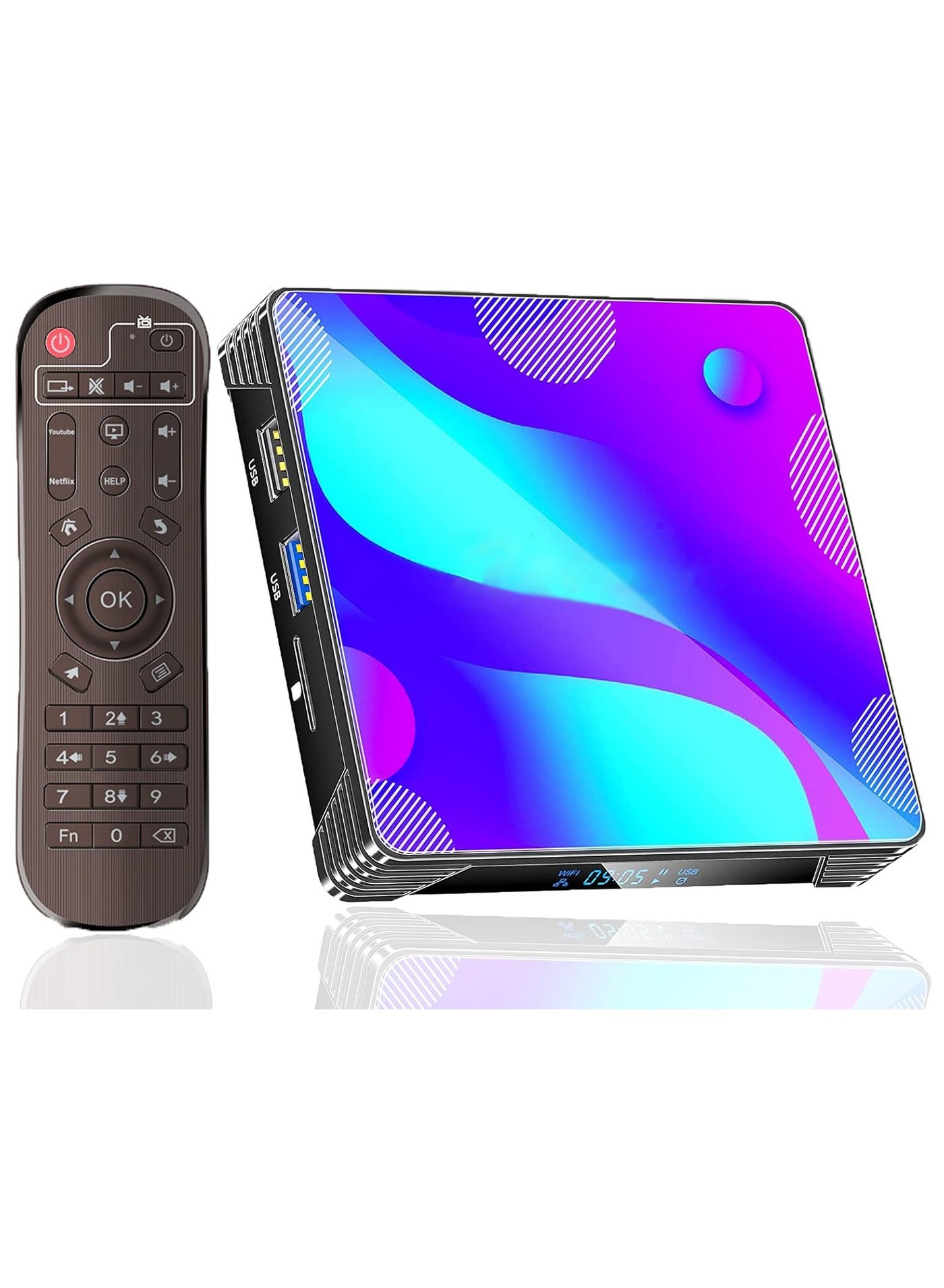 Android TV Box 11.0, RK3318 Quad Core CPU 2GB 16GB Supports 2.4/5.8G Dual WiFi/ 100M Ethernet/BT 4.0/ USB 3.0/3D 4K UHD H.265 Smart TV Box Android Media Player
