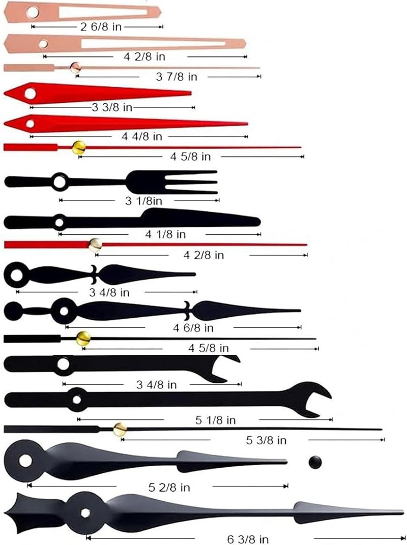 EMOON 15 Pieces Clock Mechanism Replacement Kit with 16 Pack Hands, Silent Sweep Clock Motor Kit Battery Operated for DIY Repair Replacement (Thread Length 1/2 in) - Image 4