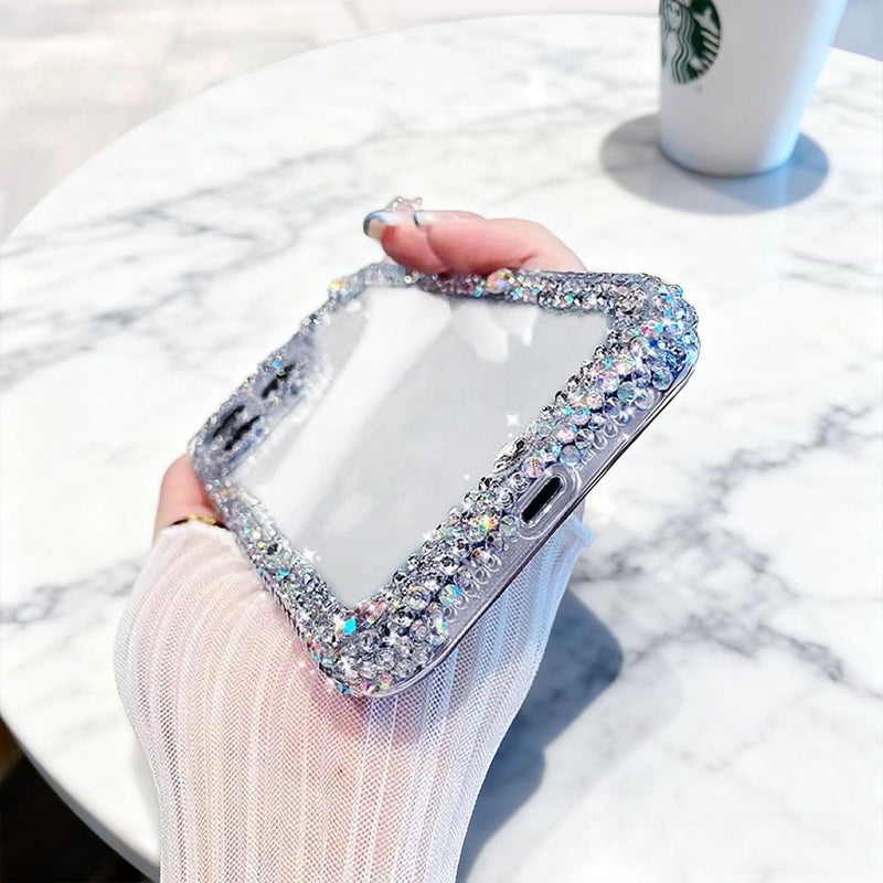 Cavdycidy Designer Compatible with iPhone 17 Air Bling Clear Case for Women,Cute Glitter Phone Case with Sparkle Rhinestone Diamond Camera Protectionï¼ŒAirbag Anti-Fall Crystal Hard Cover for Girl - Image 3