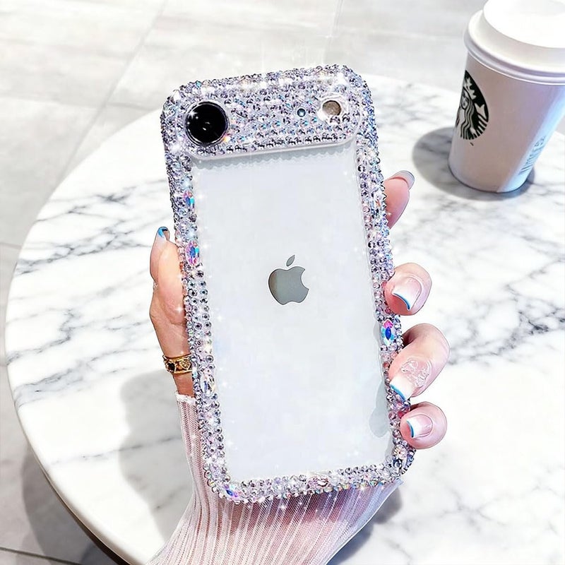 Cavdycidy Designer Compatible with iPhone 17 Air Bling Clear Case for Women,Cute Glitter Phone Case with Sparkle Rhinestone Diamond Camera Protectionï¼ŒAirbag Anti-Fall Crystal Hard Cover for Girl - Image 2
