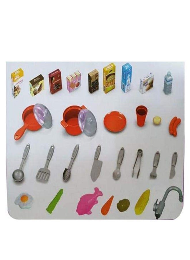 مجموعة لعب مطبخ طاهي تظاهري موهوب خفيف الوزن ومتين من 49 قطعة 34.5X33X72.5سم - Image 4