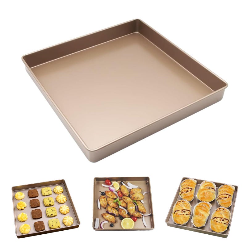 Myyaowl 11 Inch Square Cake Pan, 2 Inch Deep Baking Pan Nonstick Cookie Sheet Brownie Cake Pa Toaster Oven Pans Bakeware, Easy Clean & Food Safe - Send Goods From Local Warehouse - Image 1