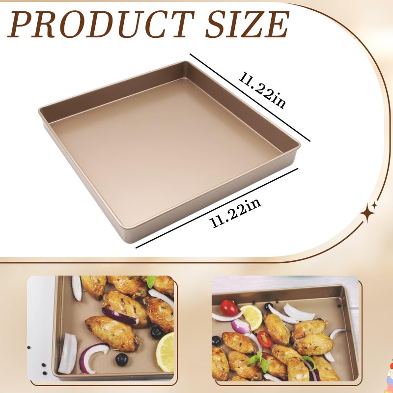 Myyaowl 11 Inch Square Cake Pan, 2 Inch Deep Baking Pan Nonstick Cookie Sheet Brownie Cake Pa Toaster Oven Pans Bakeware, Easy Clean & Food Safe - Send Goods From Local Warehouse - Image 2