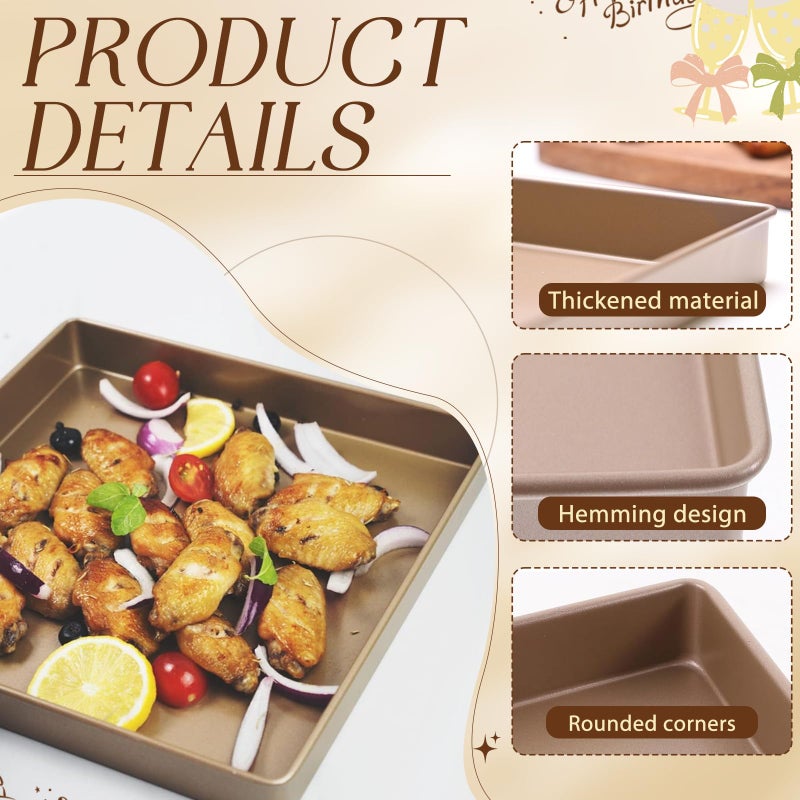 Myyaowl 11 Inch Square Cake Pan, 2 Inch Deep Baking Pan Nonstick Cookie Sheet Brownie Cake Pa Toaster Oven Pans Bakeware, Easy Clean & Food Safe - Send Goods From Local Warehouse - Image 3