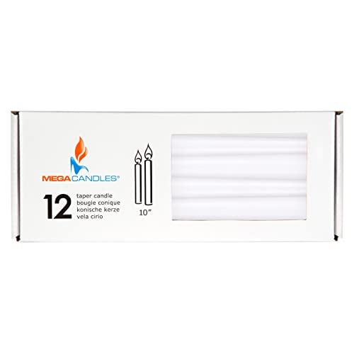 Mega Candles 12 pcs Unscented White Taper Candles, Hand Poured Wax Candle 10 Inch x 7/8 Inch, Home Décor, Wedding Receptions, Centerpieces, Occasions, Romantic Dinners, Prayer, Candle Holders - Image 3
