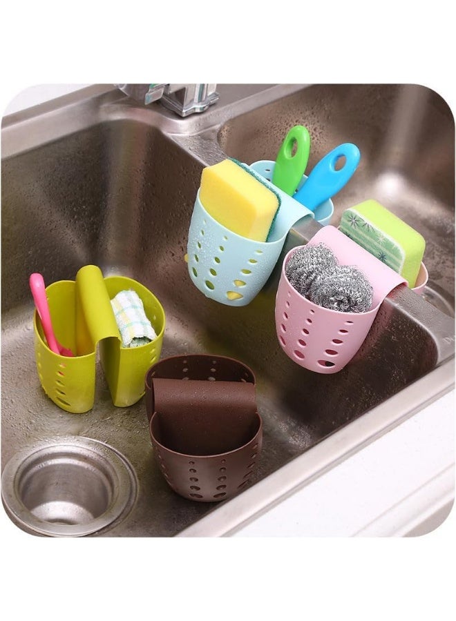 حامل إسفنجة سيليكون للمطبخ وحوض الاستحمام سلة تخزين معلقة من الجانبين - Image 4