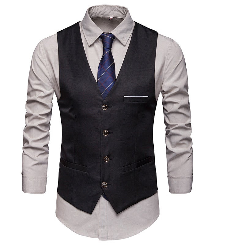New Casual Men'S Fashion Men'S Suit Vest Plaid British Style Single-Breasted Vest For Men - Image 1