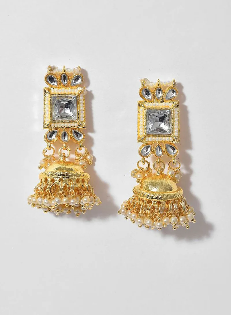 SOHI Kundan Pearl Gold Plated Necklace Set