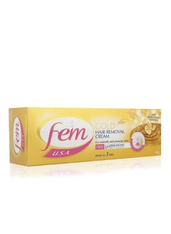 FEM USA Gold Hair Removal Cream Infused with Gold | For Smooth & Glowing Skin - 110g With pH Balancing Skin Care Lotion
