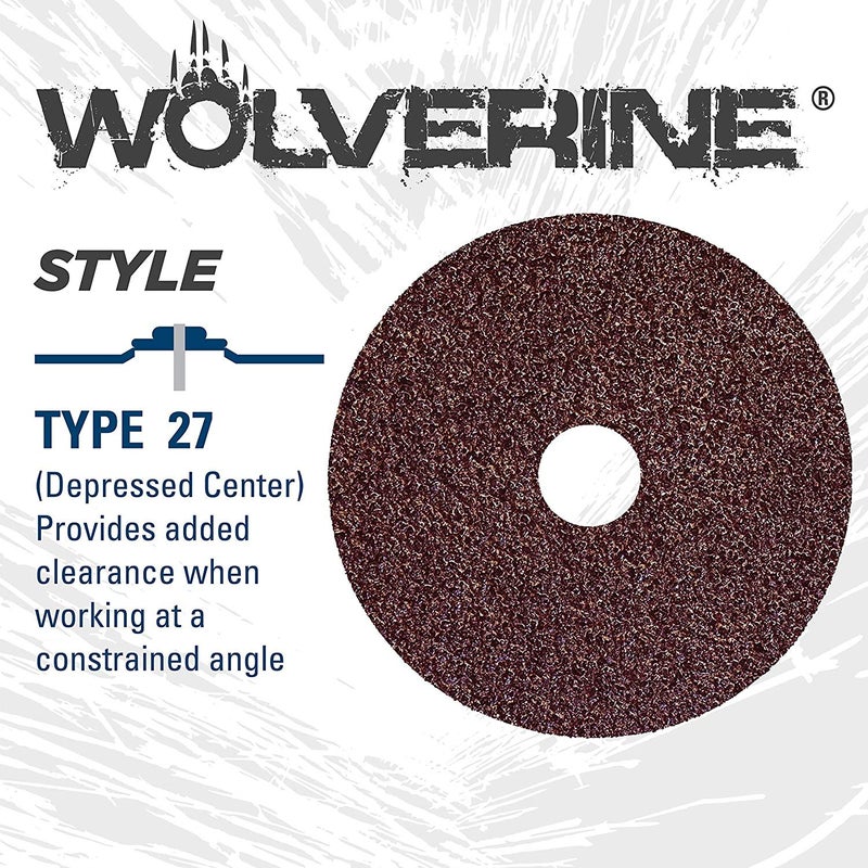 WEILER 59491 Wolverine Aluminum Oxide Resin Fiber Sanding & Grinding Disc, 4" Diameter, 24 Grit, 5/8" Arbor Hole (Pack of 25) - Image 3