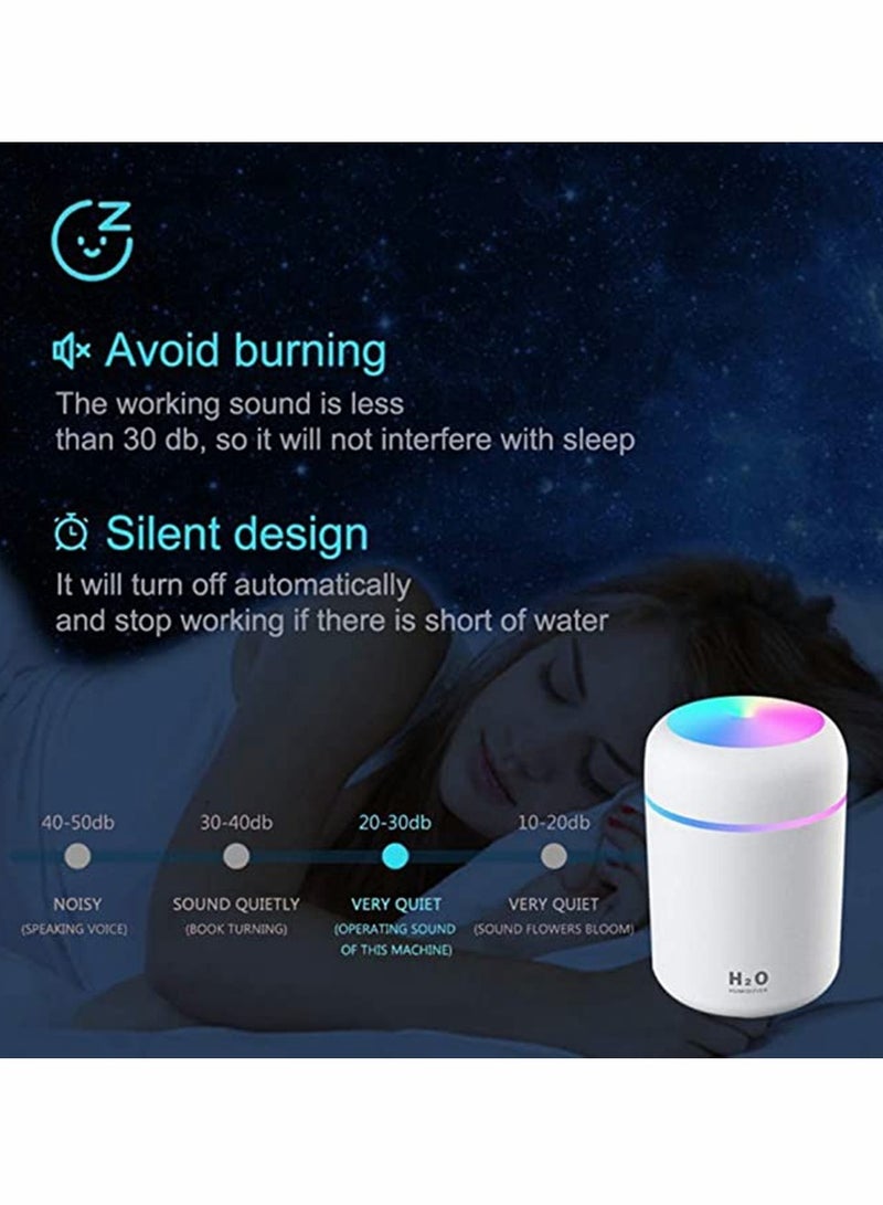 HomarKet Portable Mini Humidifier, 300ml USB Personal Desktop Humidifier with 7-Color LED Night Light, Auto-Off, Ultra-Quiet, Suitable for Home, Office, Baby Room, Car  - Image 4