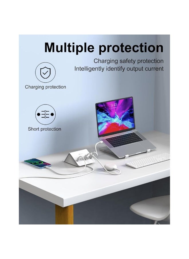 USB C Charger 6 Ports USB Charging Station Multi USB Charger Plug For IPhone IPad AirPods Pixel IWatch Redmi Etc (White) - Image 5