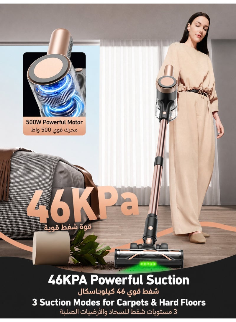 SUXIANGVAC Cordless Vacuum Cleaner, 46KPa/500W Stick Vacuum with 55 Mins Runtime, Self-Standing Vacuum Cleaner for Home, LED Display, Anti-Tangle Brush, Rechargeable Vacuum for Pet Hair, Carpet & Hard Floors - Image 2
