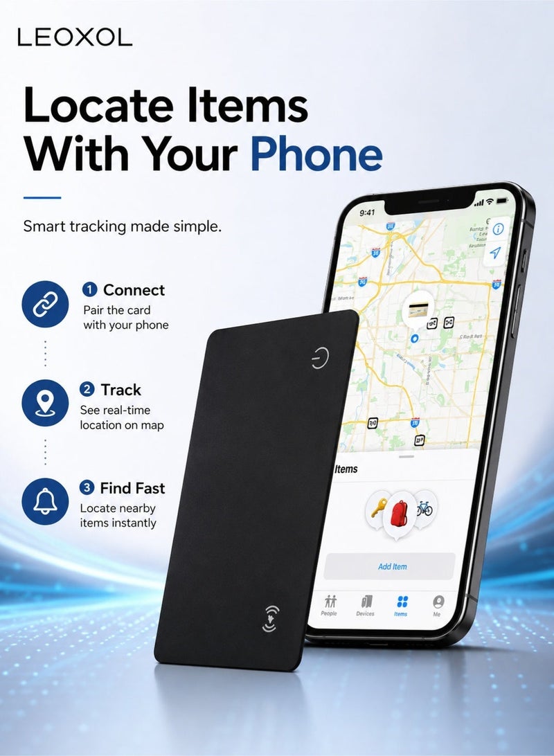 Leoxol Smart Tracker Card 2mm Ultra Slim | Bluetooth Wallet Finder | Phone App Item Locator | Anti Lost Tracking Device For Wallet Bag Passport Keys - Image 2