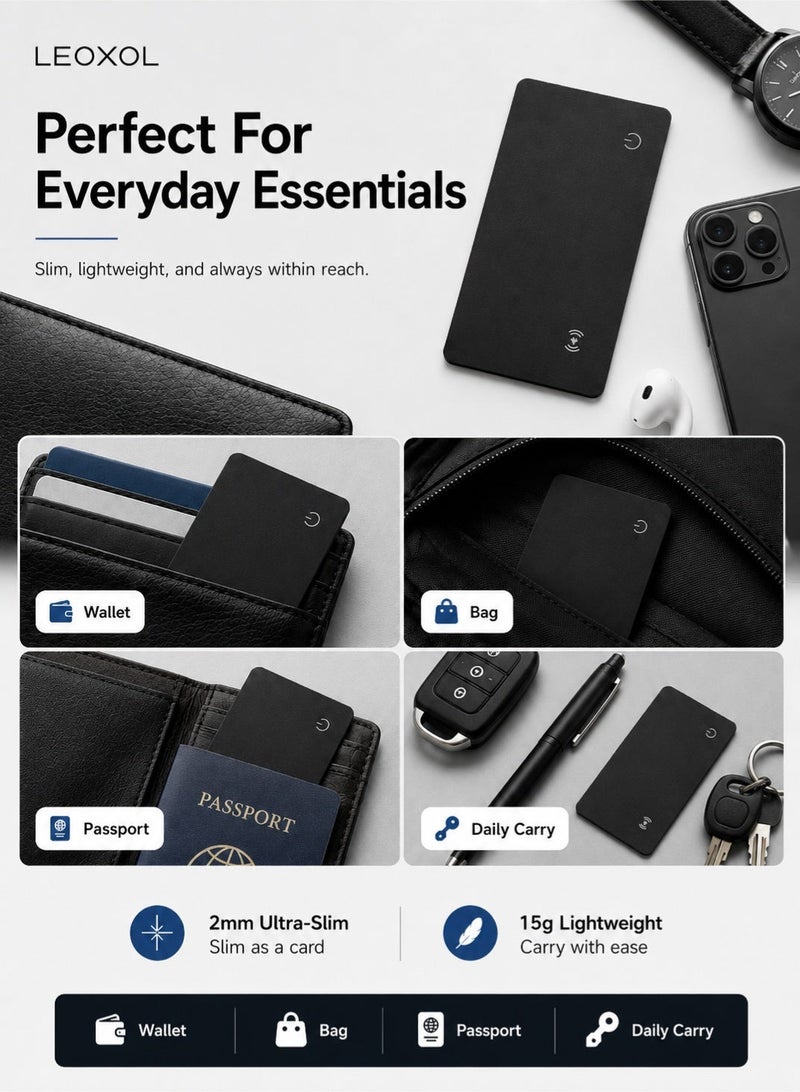 Leoxol Smart Tracker Card 2mm Ultra Slim | Bluetooth Wallet Finder | Phone App Item Locator | Anti Lost Tracking Device For Wallet Bag Passport Keys - Image 5