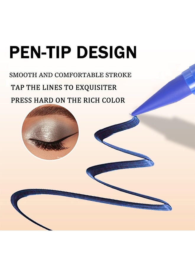 ميوزك فلاور قلم كحل للعيون بحبر مقاوم للماء ويدوم طويلاً لمكياج العيون، مقاوم للتلطخ، ناعم الملمس وطويل الأمد # أزرق - Image 2