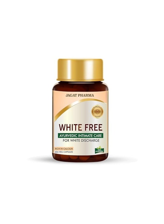Jagat Pharma كبسولات وايت فري لصحة الإفرازات البيضاء تمنع التهاب المسالك البولية وعدوى الخميرة تقلل الحكة، الحرقان، الرائحة توازن الرقم الهيدروجيني 60 كبسولة - Image 1