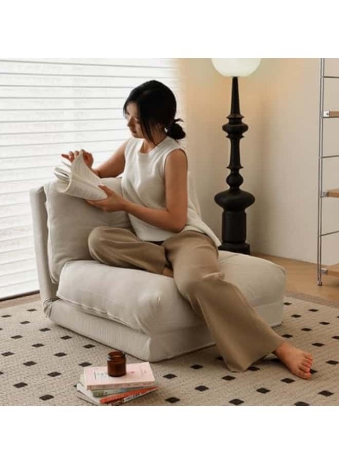GGEROU - Floor Sofa with Back Support, 5 Reclining Poistion Adjustable Bed, Folding Lazy Bed, Floor Lounge Chair, Gaming Recliner Sofa for Sleeping, Gaming, Reading White - Image 1
