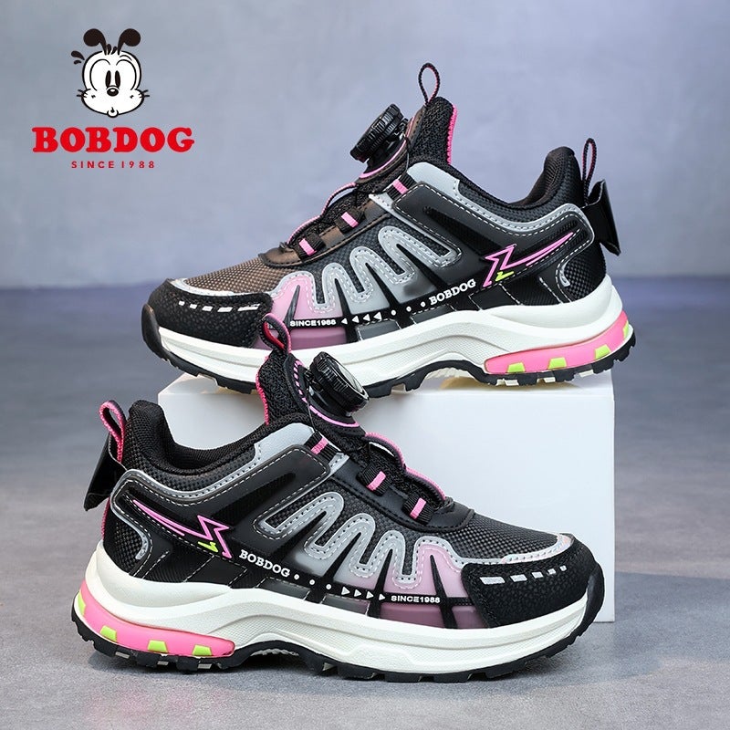 Babu Bean Girls 2024 Leather Boys' Button Shoes Spring sneaker Children's Shoes New Big Children's Shoes Running - Image 2