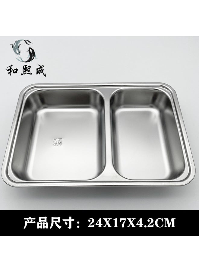 304 Stainless Steel Dinner Plate Square Thickeneded And Deepened With Lid Kidsren's Student Lunch Box Tableware Divided Lunch Box Dinner Plate