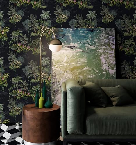 Ismoon 161x196 Tropical Peel and Stick Wallpaper Dark Green Plants Leaf Contact Paper Botanical Wallpaper Removable Self Adhesive Wall Paper for Bedroom Cabinets Bathroom Waterproof Vinyl Roll - Image 3