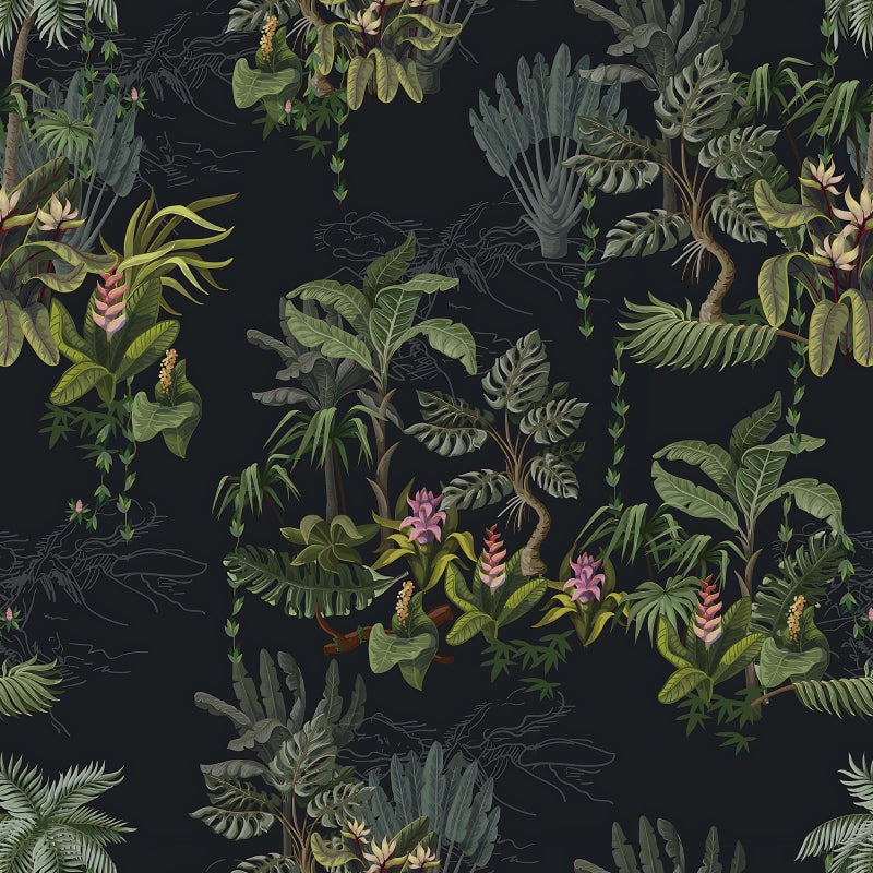 Ismoon 161x196 Tropical Peel and Stick Wallpaper Dark Green Plants Leaf Contact Paper Botanical Wallpaper Removable Self Adhesive Wall Paper for Bedroom Cabinets Bathroom Waterproof Vinyl Roll - Image 2