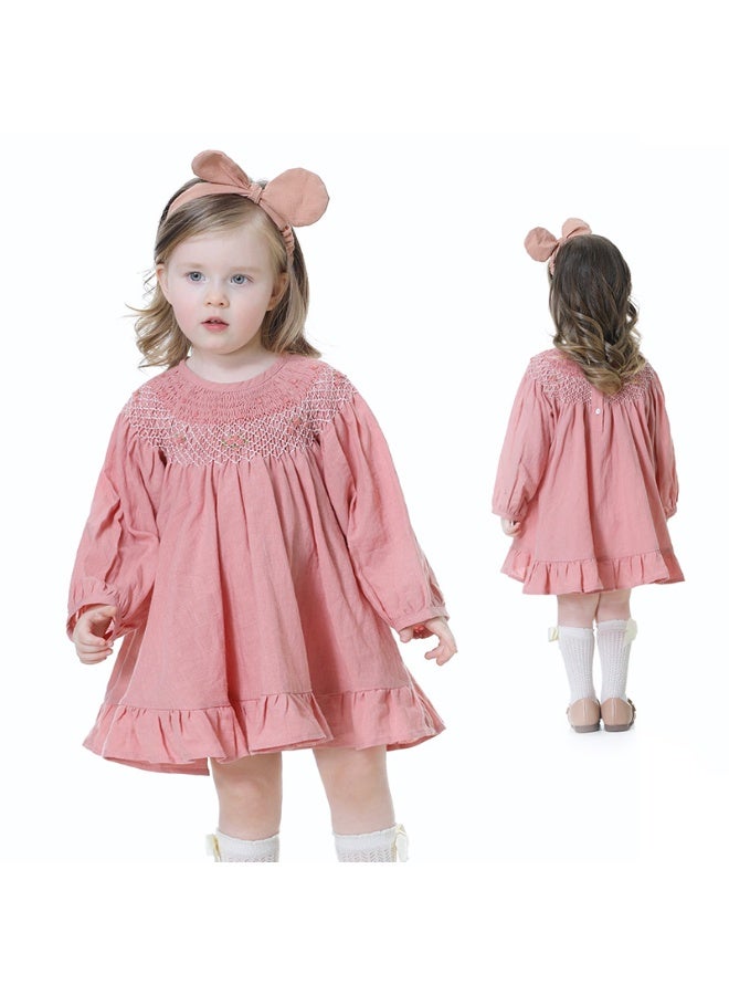 Stylish Pink Cotton Dress for Girls (Ages 1-7) | Comfortable, Lightweight Floral Outfit for Parties & Everyday Wear - Image 1