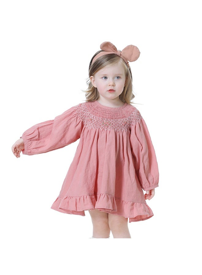 Stylish Pink Cotton Dress for Girls (Ages 1-7) | Comfortable, Lightweight Floral Outfit for Parties & Everyday Wear - Image 2