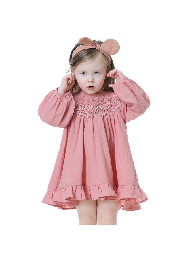 Stylish Pink Cotton Dress for Girls (Ages 1-7) | Comfortable, Lightweight Floral Outfit for Parties & Everyday Wear - Image 3