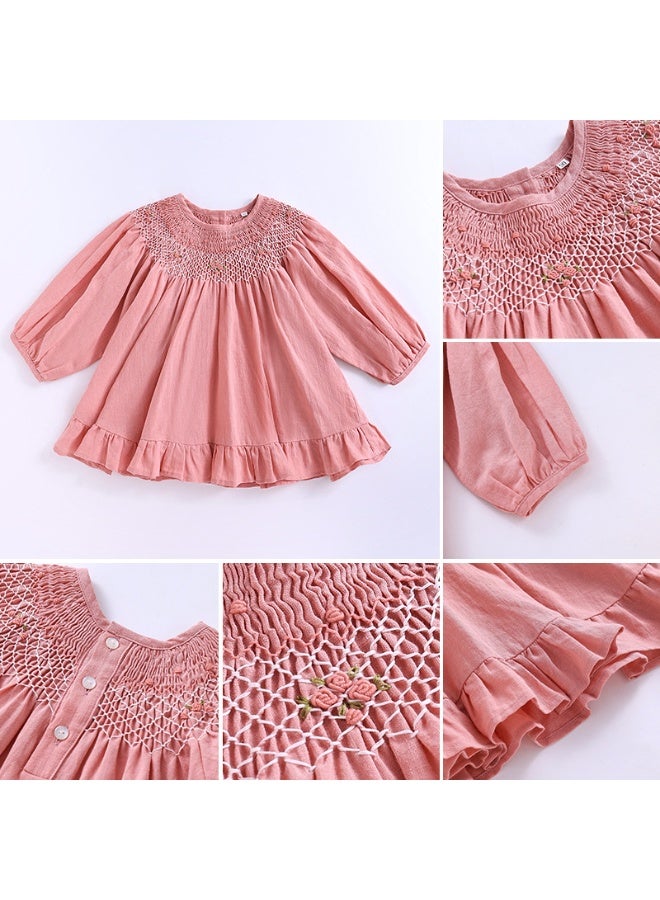 Stylish Pink Cotton Dress for Girls (Ages 1-7) | Comfortable, Lightweight Floral Outfit for Parties & Everyday Wear - Image 4