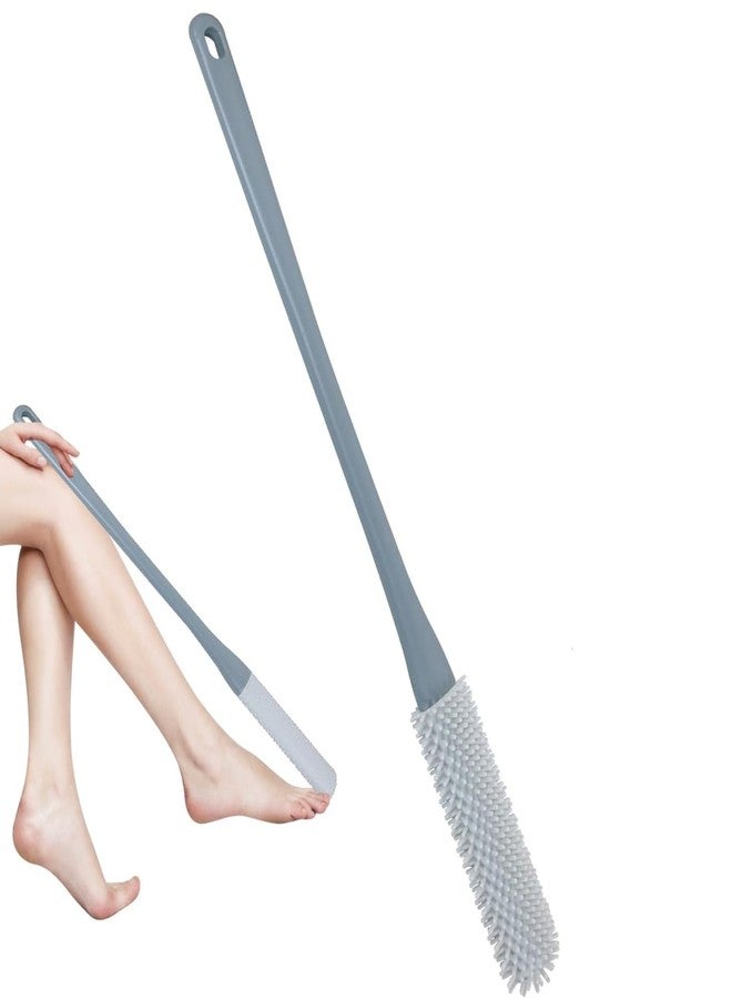 GLNRM Toe Cleaning Brush - Foot Scrubber With 15.7" Long Handle Silicone Softening Foot Brush Soft Skin Exfoliation Lotion Applicator For Foot Seniors, Elderly, Men And Women | Foot Bath Brush - Image 1