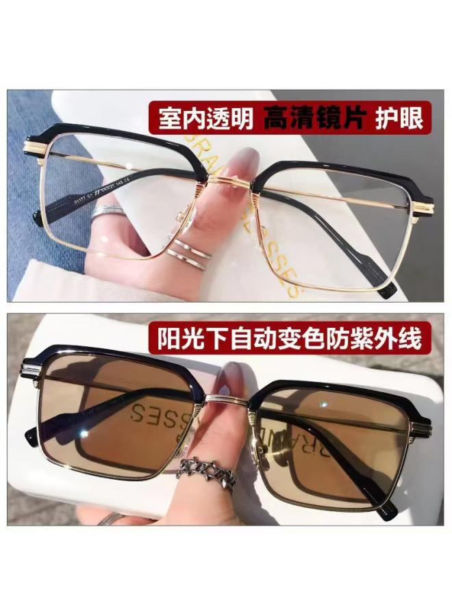 NIBEMINENT New Hd Anti-blue Light Presbyopic Glasses Fashion Eyebrow Wire Frame Metal Plain Business 